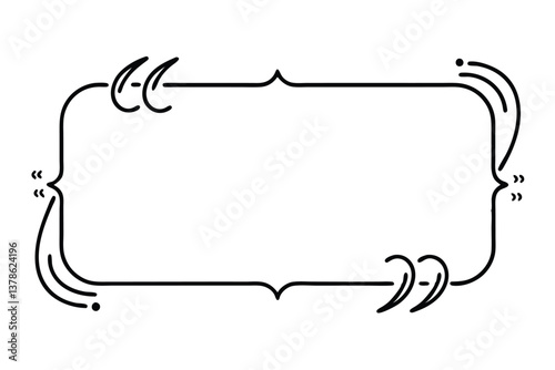 Black quote with fancy flourishes on a transparent background, text space