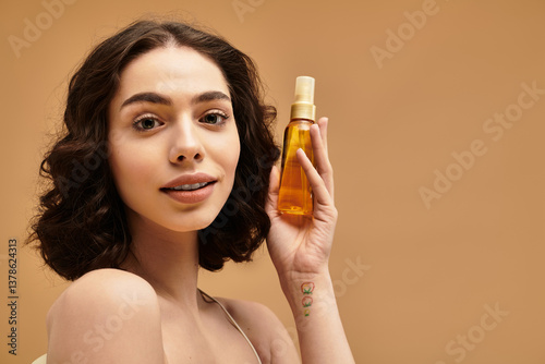 Discovering beauty secrets with a young woman in a cozy studio environment photo