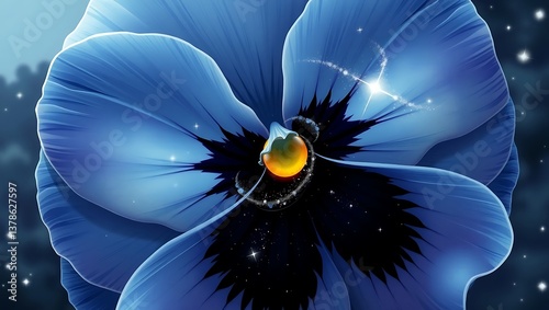 Blue flower in vivid background