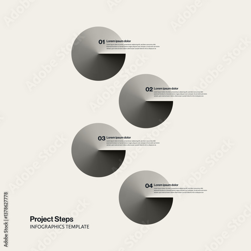Projcet Steps Infographics Minimal Design Template with Circle Elements. Editable eps10 vector. Minimal illustration.
