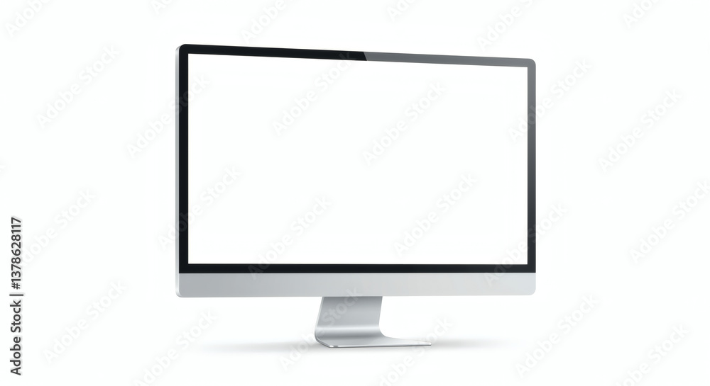 Sleek Modern Desktop Computer Monitor with Blank Screen, Isolated on White Background Sleek Modern Desktop Computer Monitor with Blank Screen, Isolated on White Background