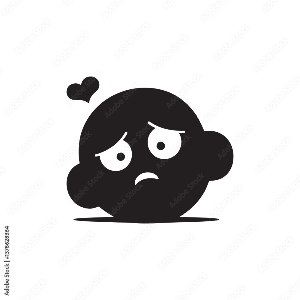 Obraz premium Sad Emoji Face Icon silhouette