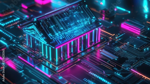 A digital illustration featuring a neon-lit