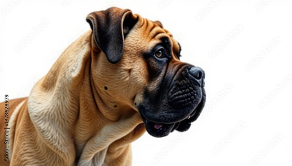 Imposing mastiff profile, sharp focus, pure white backdrop, white, breed, pet Imposing mastiff profile, sharp focus, pure white backdrop, white, breed, pet