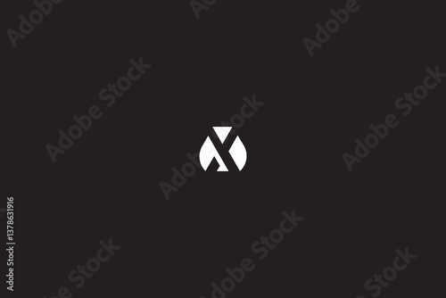 Letter X or MX Penguin monogram with black background. 
