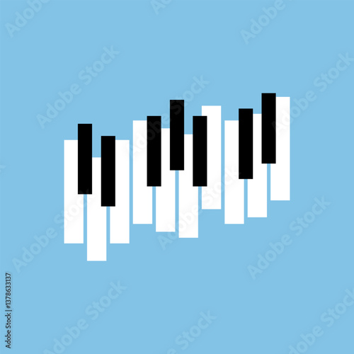 Piano Keys Flat Object over Blue Background. Vector Illustration of Arts Musical Festival Instrument.