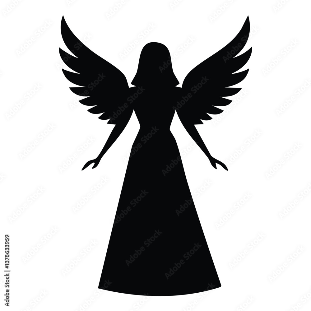 Obraz premium Angel silhouette vector illustration 