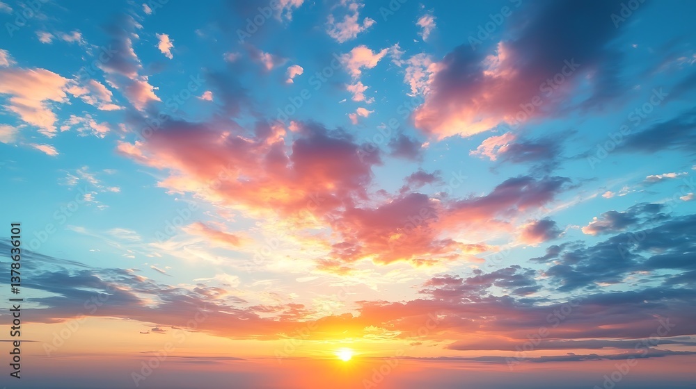 Obraz premium Vibrant Sunset Sky Colorful Cloudscape