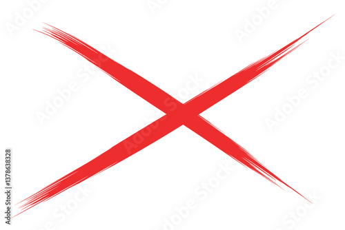 Hand drawn brush stroke red cross shape letter x icon design element