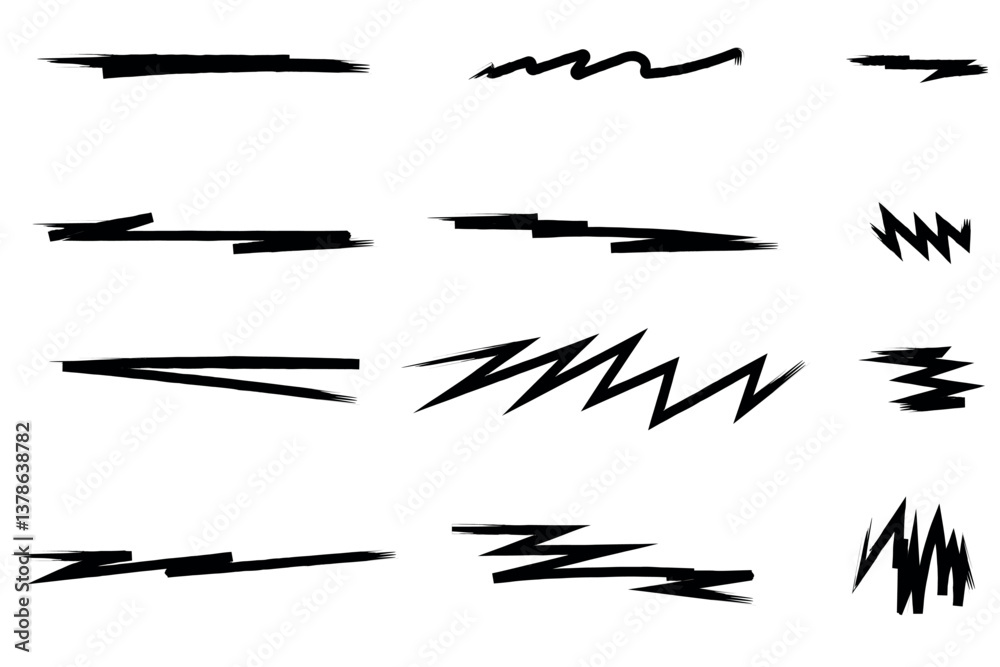 custom made wallpaper toronto digitalSet of hand drawn ink brush strokes black scribbles vector illustration design element