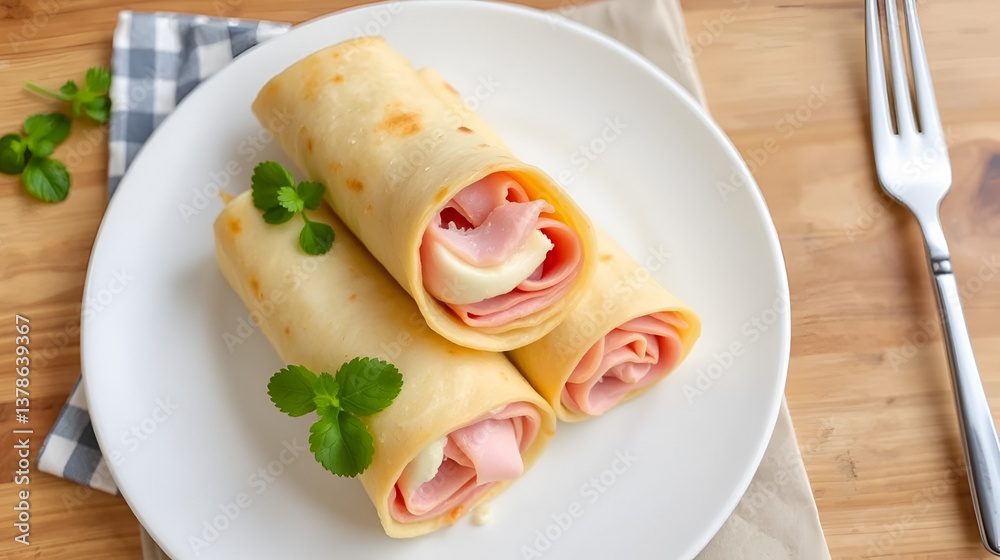 rolled crepes stuffed ham and cheese rolled crepes stuffed ham and cheese