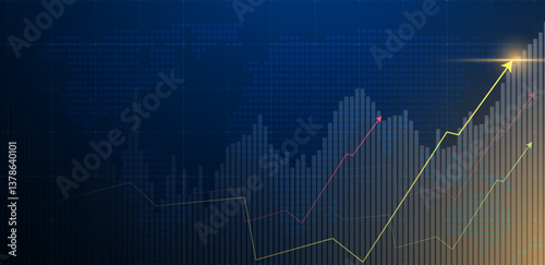 Trade background with glowing chart or candlestick. Vector illustration
