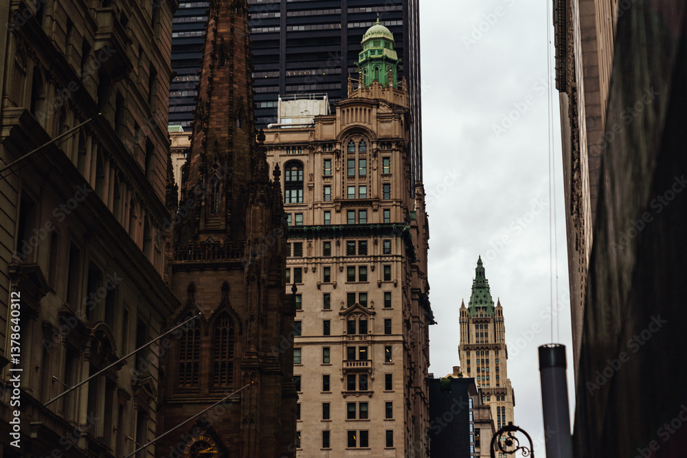 Fototapeta premium New York, Skyscrapers from Below, Low-Angle View, Manhattan, Financial District