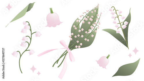 lilies of the valley set.