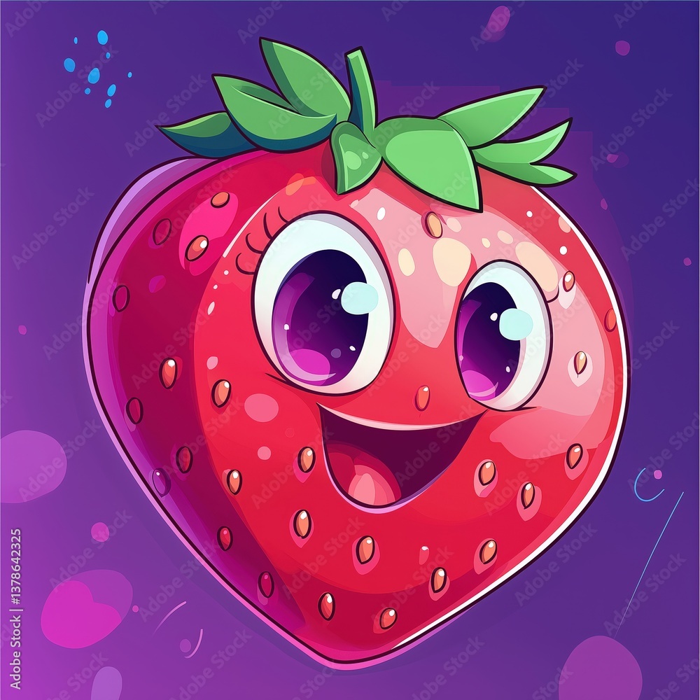 Obraz premium Cute Strawberry Character Cartoon Illustration - Playful & Whimsical Vector Art
