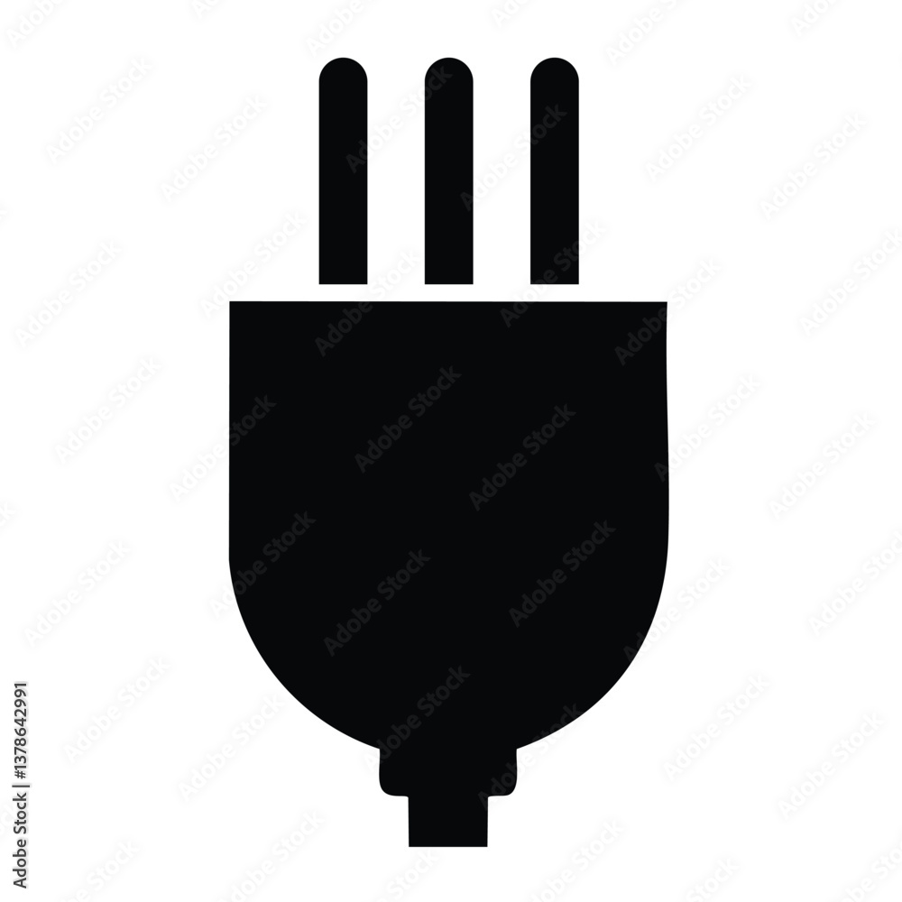 Electrical plug vector power cord icon connection appliance supply electric current outlet black and white 3 pin Electrical plug vector power cord icon connection appliance supply electric current outlet black and white 3 pin