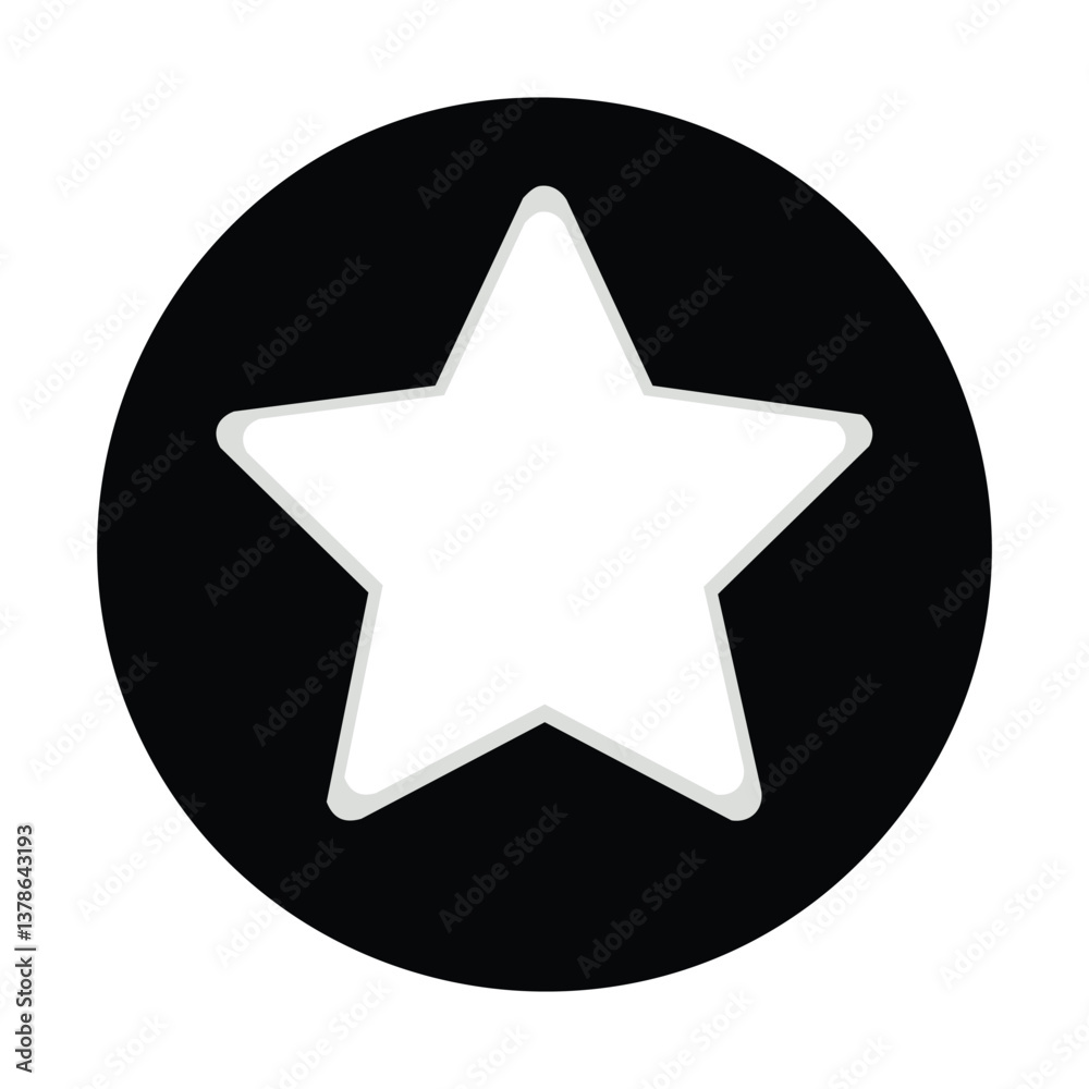 Obraz premium White star icon vector illustration in black circle shape for rating and favorite symbol design element