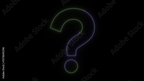 Neon Glowing Question Marks Icon, Glowing Question Marks in Motion, Neon Question Mark Animation, Dynamic Neon Glow Question Marks.