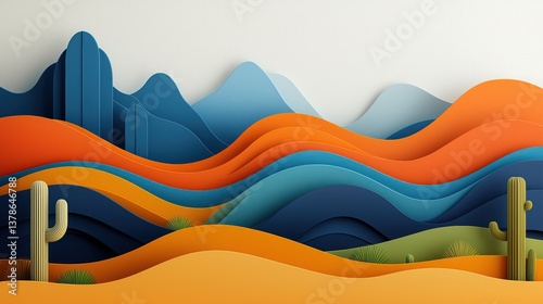Colorful layered desert landscape