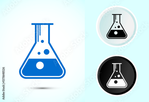 Lab flask icon design illustration, chemical flask icon for apps and websites, Color black and white