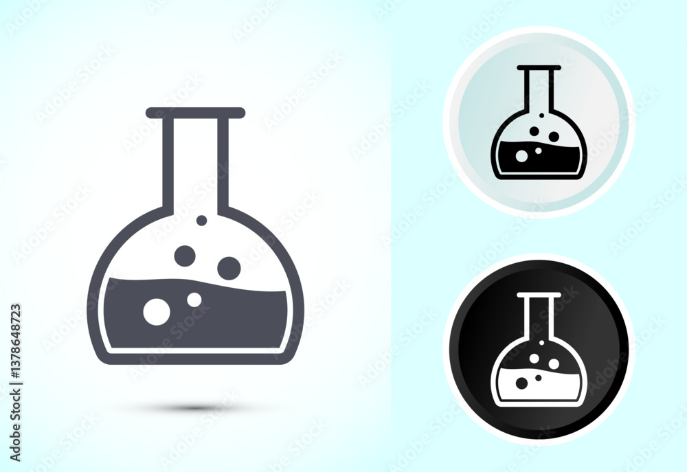 Lab flask icon design illustration, chemical flask icon for apps and websites, Color black and white Lab flask icon design illustration, chemical flask icon for apps and websites, Color black and white