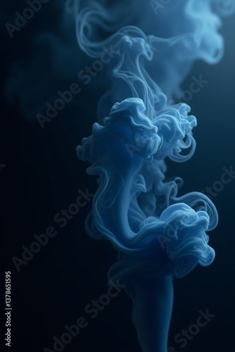 An abstract phone wallpaper showcasing swirling, ethereal smoke in deep blacks and electric blues with subtle gold accents, creating a mysterious and elegant atmosphere