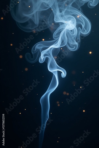 An abstract phone wallpaper showcasing swirling, ethereal smoke in deep blacks and electric blues with subtle gold accents, creating a mysterious and elegant atmosphere