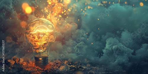 Illuminating the Storm: A Glowing Orb of Innovation Amidst Chaos
