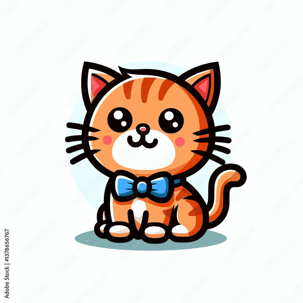 Logotipo de gato animado em fundo branco, emblema em ilustração vetorial formato EPS10, perfeito para branding e design.