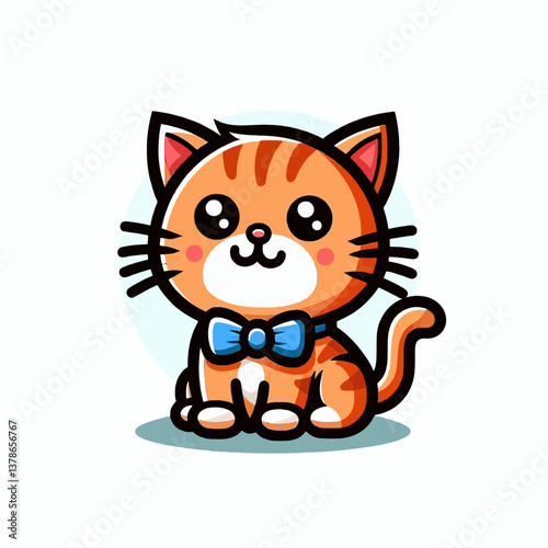 Logotipo de gato animado em fundo branco, emblema em ilustração vetorial formato EPS10, perfeito para branding e design.
