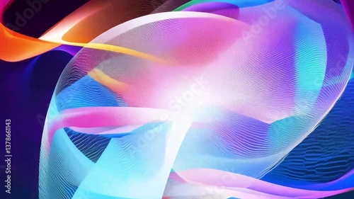 Shimmering abstract shapes in motion, creating a dynamic and modern animated background. Perfect for creative and futuristic visuals. colours, psychedelic, animation, backgrounds, smooth, shiny