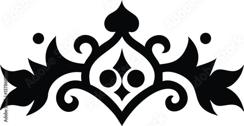 Decorative black flourish on white, elegant abstract border design