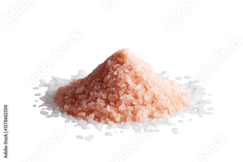 A Close-Up View of Delicate Pink Himalayan Salt Crystals isolated on transparent background, cutout photo
