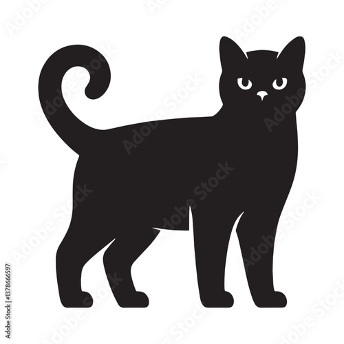 Modern American Shorthair  silhouette, a contemporary take on the breed - American Shorthair illustration - American Shorthair vector - cat silhouette

