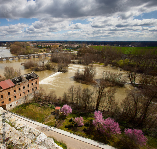 Bridge over the Pisuerga River. This bridge dates from the 13th century and has 17 arches
