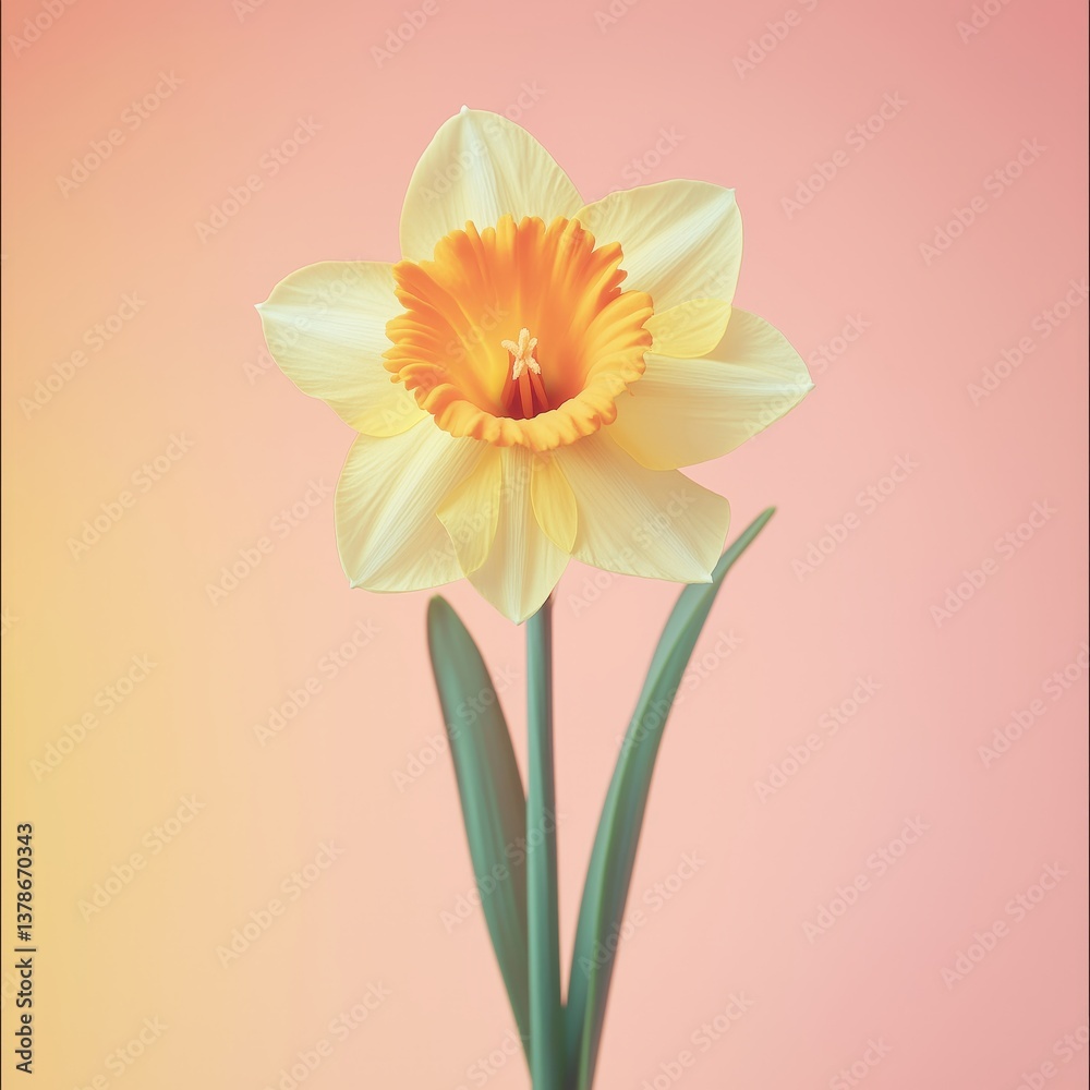 Obraz premium Vibrant Yellow Daffodil Blossom in Spring Garden - Nature Photography of Beautiful, Delicate Botanical Flora