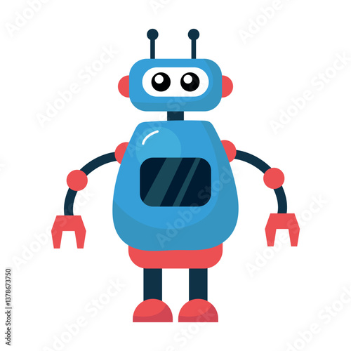 Cute Cartoon Robot Character. White background, isolate