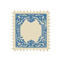 Postage stamp vintage beige and blue vertical blank postage stamp with copy space