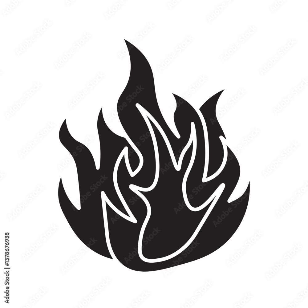 Minimalist black line drawing of a flame symbol; perfect for representing heat, energy, or fire concepts in a modern design. Minimalist black line drawing of a flame symbol; perfect for representing heat, energy, or fire concepts in a modern design.