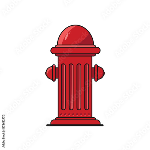 Red Fire Hydrant Illustration in Cartoon Style on White Background