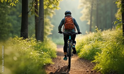 Morning Bike Ride Through a Lush Forest