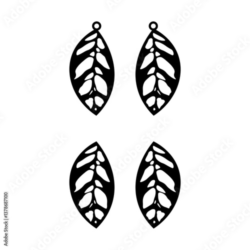 Leaf Earring Cut Files With and Without Hole SVG Template