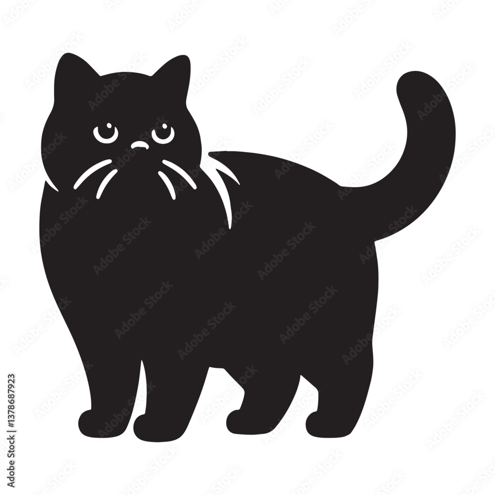 Obraz premium Agile British Shorthair silhouette, showcasing its athletic build - British Shorthair illustration - British Shorthair vector - cat silhouette