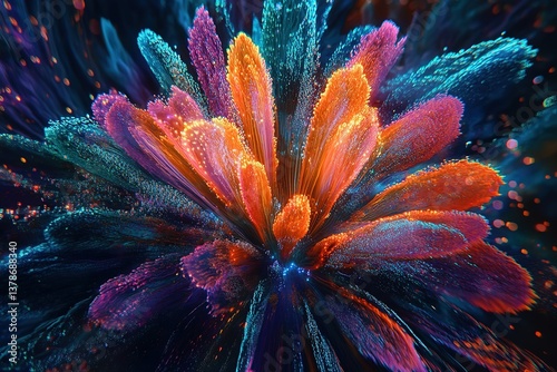 Celebration and anniversary fireworks in vibrant colors against a night sky background