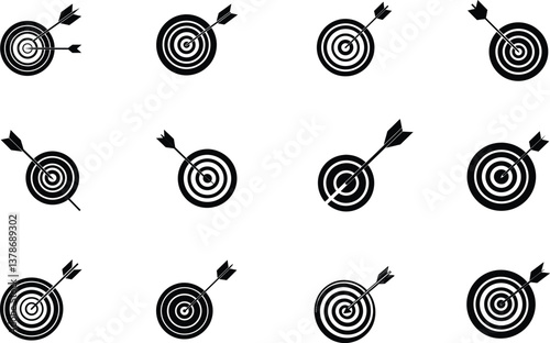 Target Archery Icons Arrows Hitting Bullseye Accuracy Goals