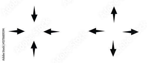 black silhouette inward arrow icon. flat and vintage style inward arrow on white background.