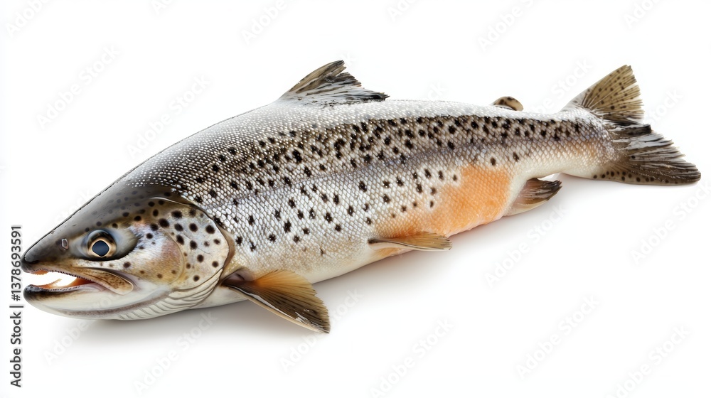 High Resolution Photograph of Raw Salmon Fillet on Clean White Background Showcasing Perfect Color and Subtle Textures High Resolution Photograph of Raw Salmon Fillet on Clean White Background Showcasing Perfect Color and Subtle Textures