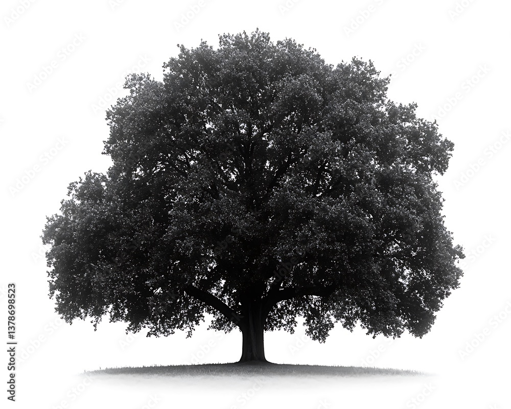 Fototapeta premium A large tree with a wide crown is isolated on white