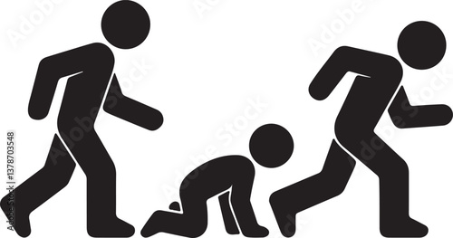 Man walk and run icon set. Running and walking people icons Vector illustration