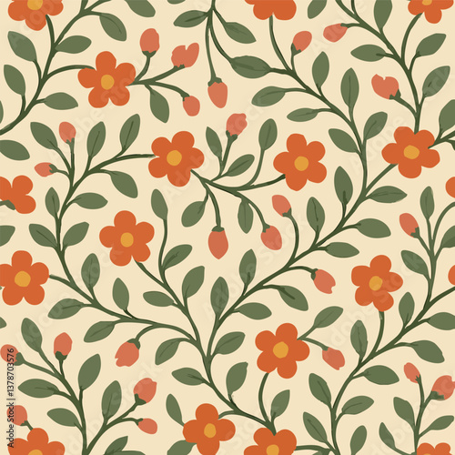 Wallpaper Mural Floral Flat Print Design in Vector Torontodigital.ca